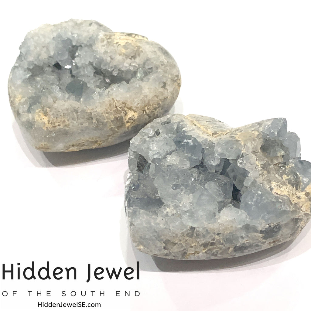 Celestite Gemstone hearts