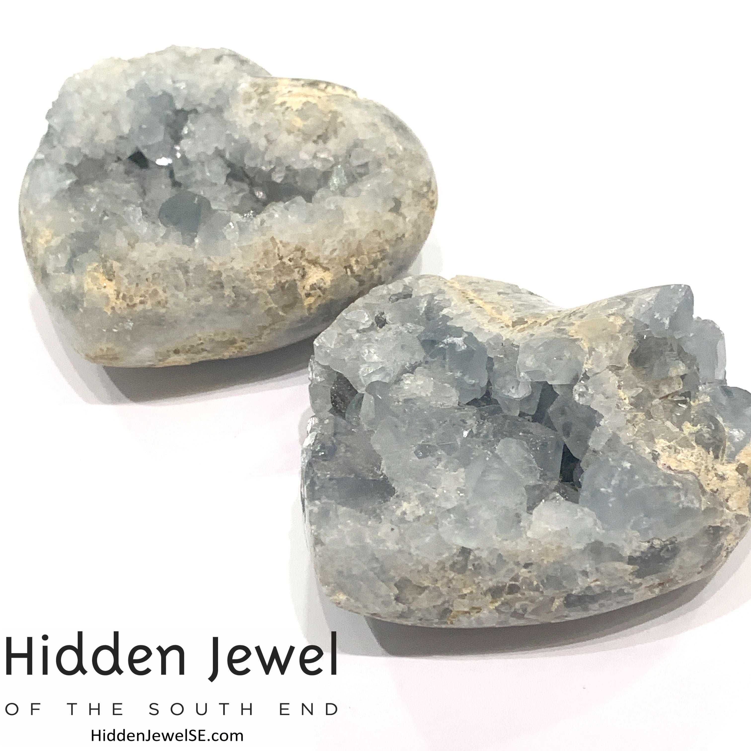 Celestite Gemstone hearts