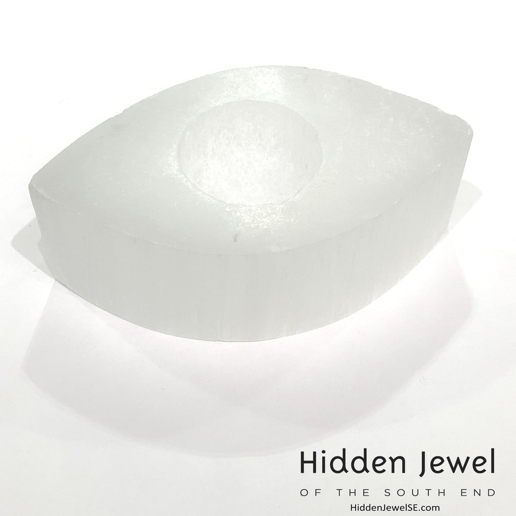 Selenite candle holder gemstone