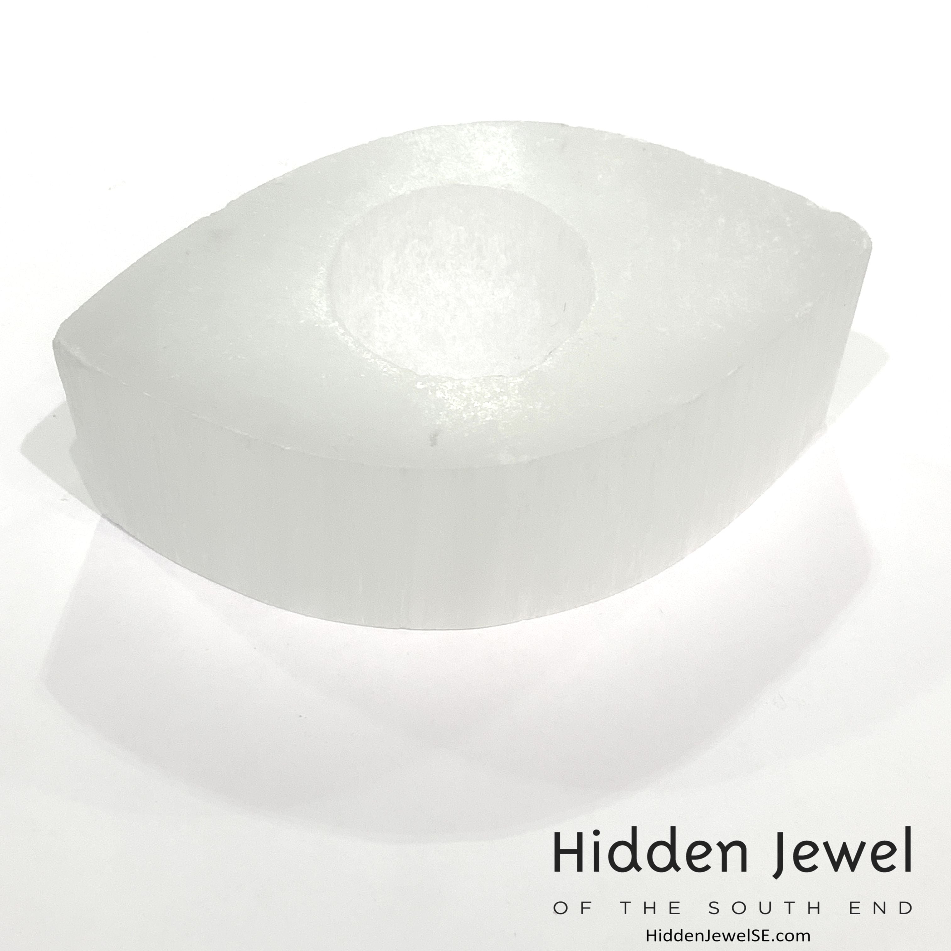 Selenite candle holder gemstone
