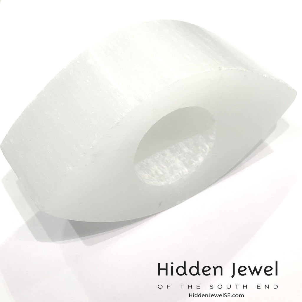 Selenite candle holder gemstone