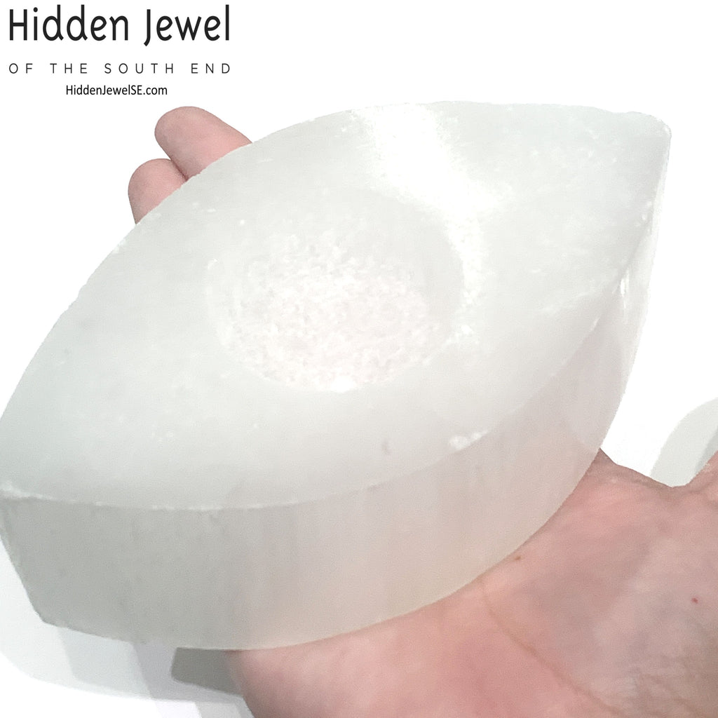 Selenite candle holder gemstone