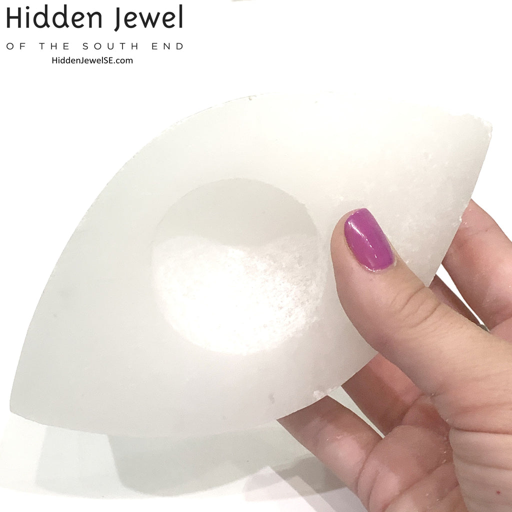 Selenite candle holder gemstone