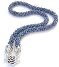 Sri Lankan faceted Blue Sapphire crocheted necklace, gemstone necklace, crocheted necklace