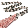 Mala Necklace, Rose Quartz, Labradorite, Blue Rhyolite,  beaded Necklace, Yoga Beads, Meditation Jewelry