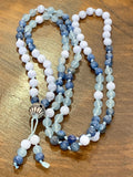 Blue Lace Agate, Kyanite and Aquamarine Mala, jewelry