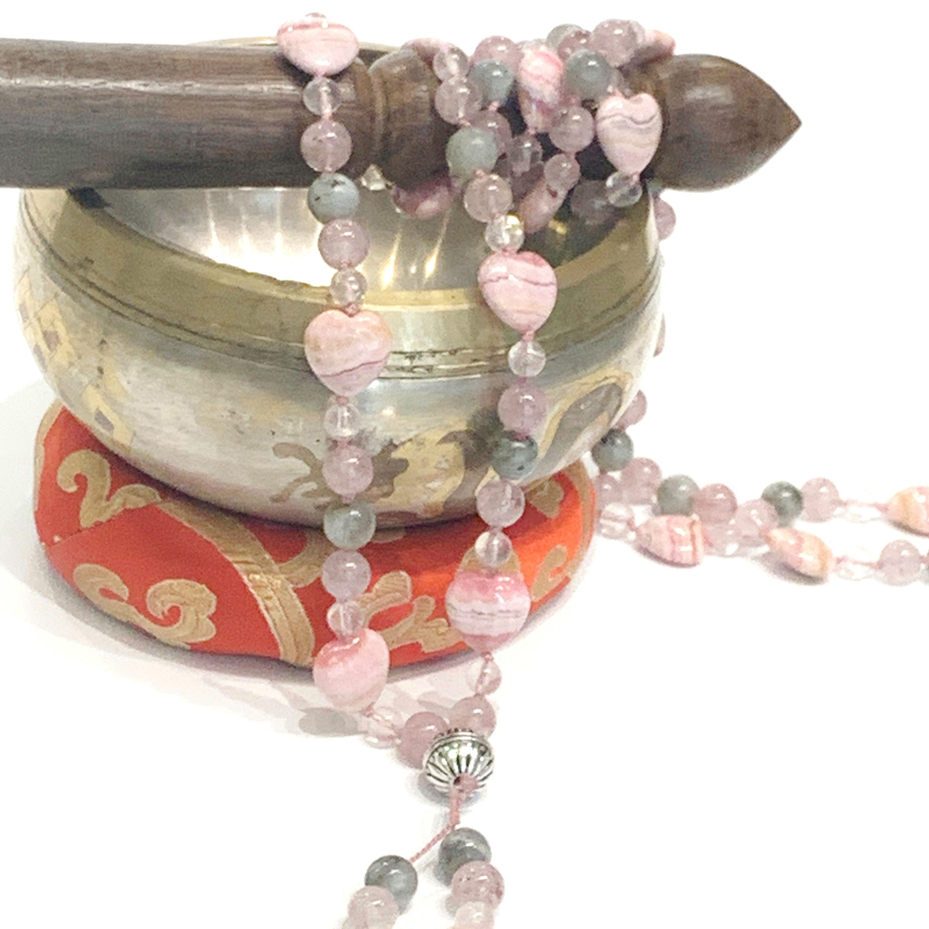 Rhodochrosite Mala, Labradorite Mala, Rose Quartz Mala, Cherry Quartz gemstone Mala