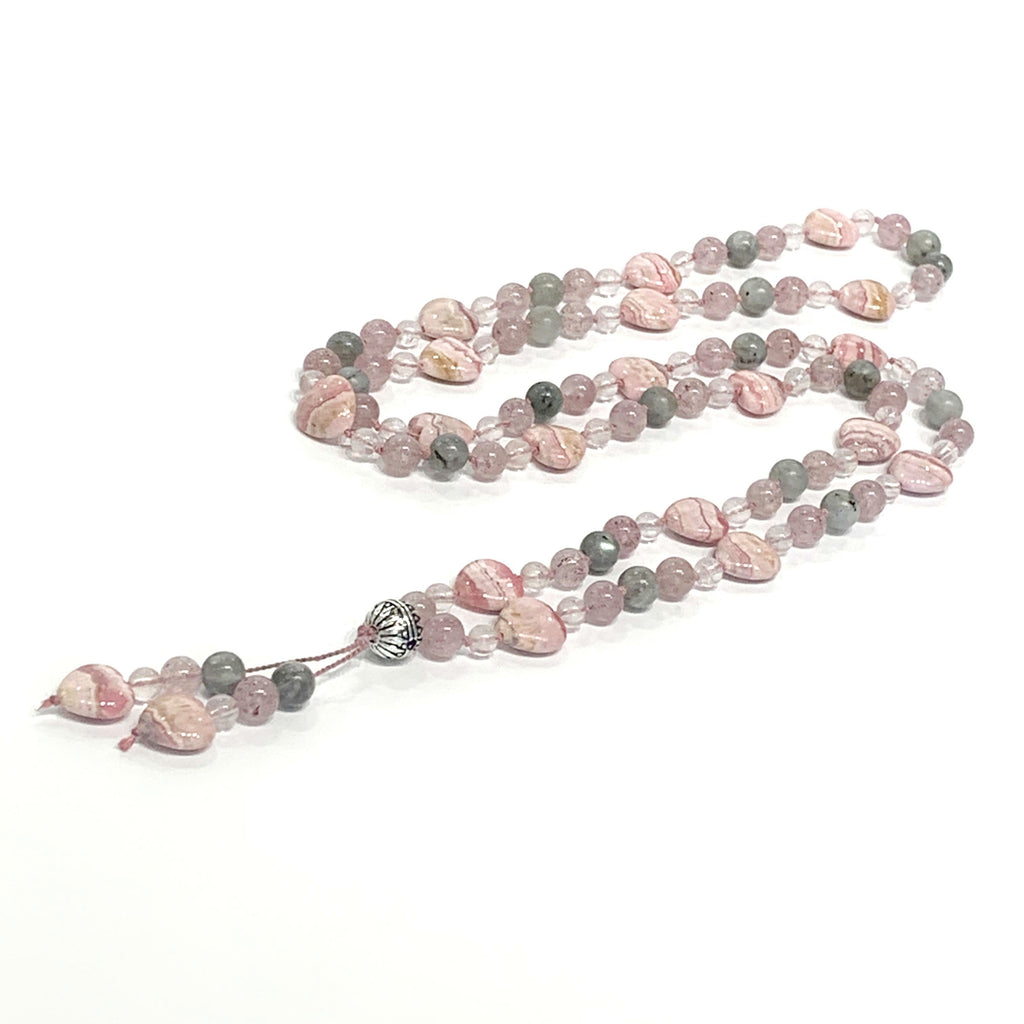Rhodochrosite Mala, Labradorite Mala, Rose Quartz Mala, Cherry Quartz gemstone Mala