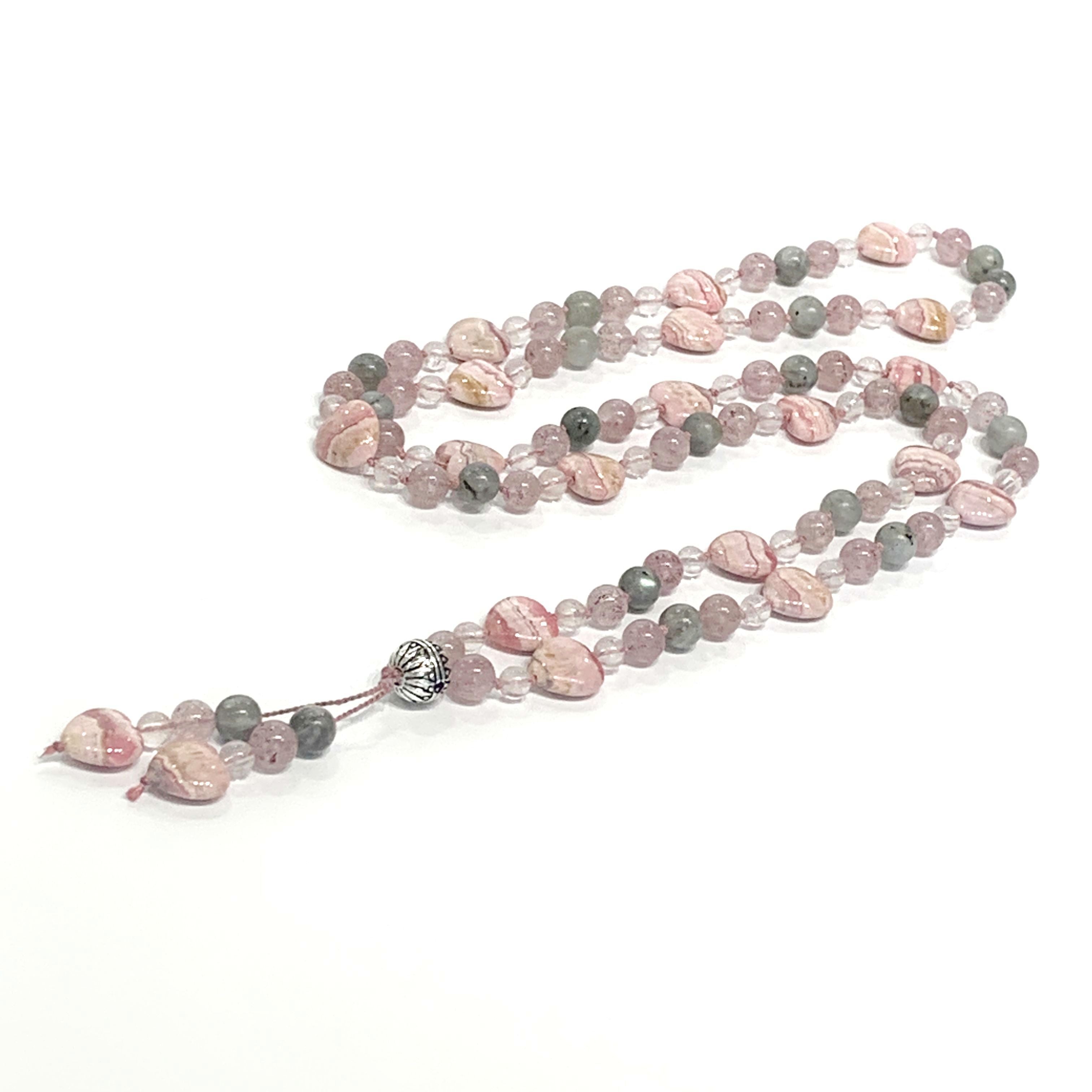 Rhodochrosite Mala, Labradorite Mala, Rose Quartz Mala, Cherry Quartz gemstone Mala