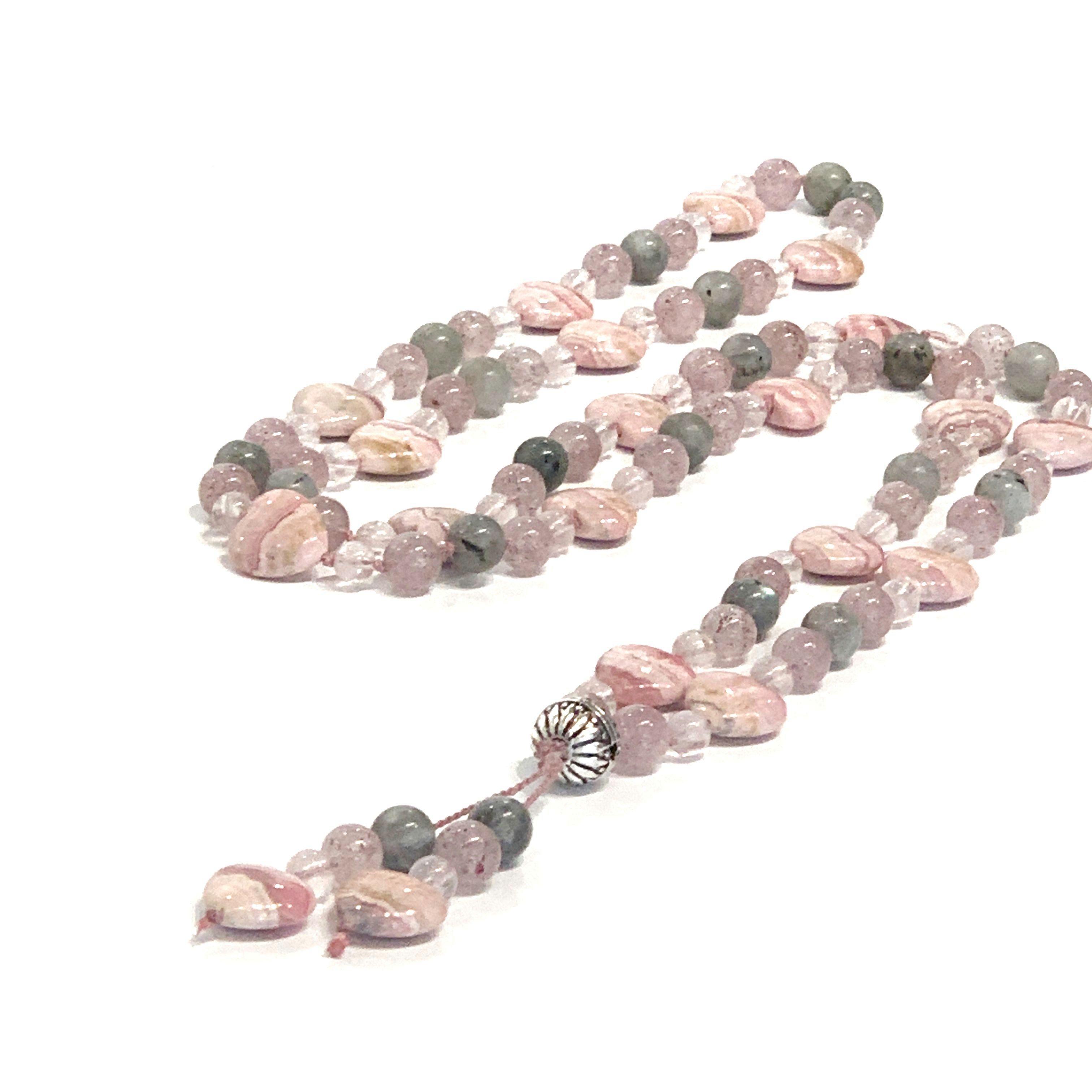 Rhodochrosite Mala, Labradorite Mala, Rose Quartz Mala, Cherry Quartz gemstone Mala
