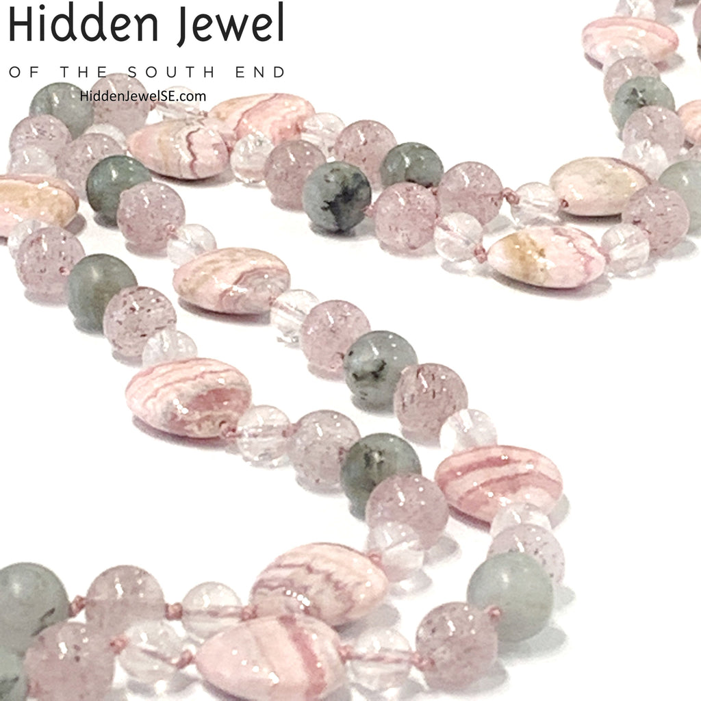 Rhodochrosite Mala, Labradorite Mala, Rose Quartz Mala, Cherry Quartz gemstone Mala