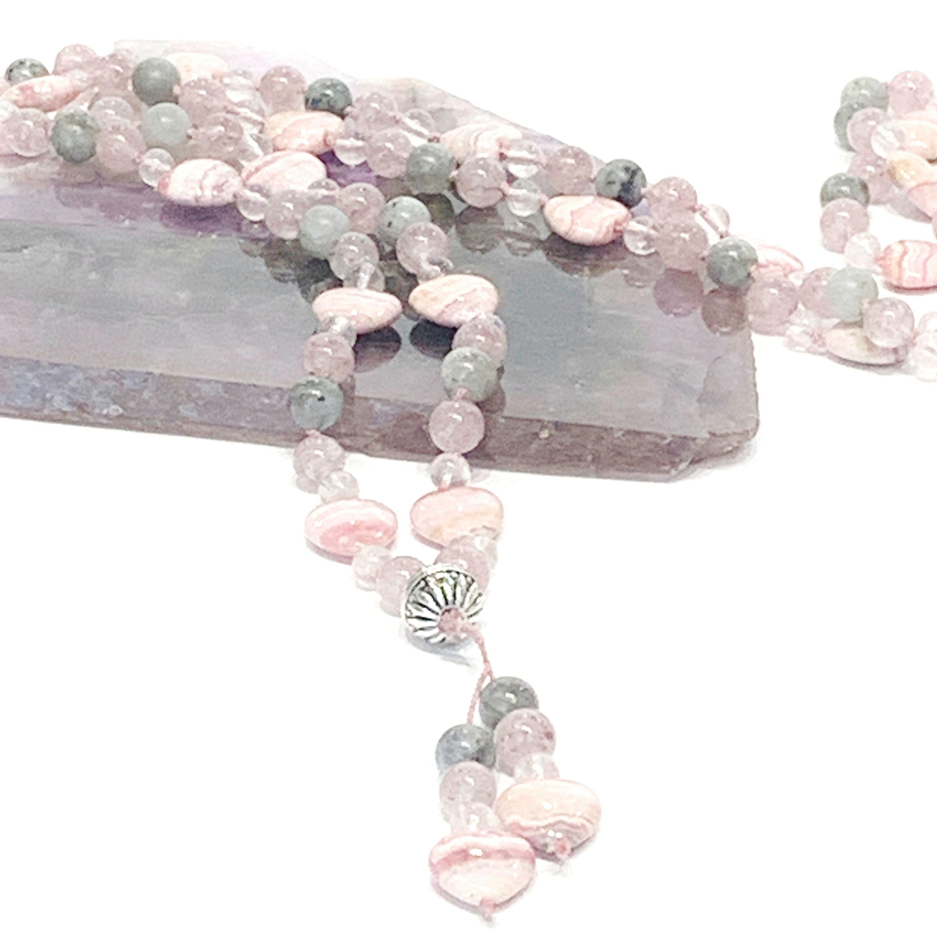 Rhodochrosite Mala, Labradorite Mala, Rose Quartz Mala, Cherry Quartz gemstone Mala