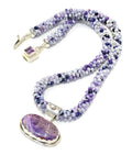 Tiffany Stone Crocheted purple necklace with a sterling sugilite bezel pendant