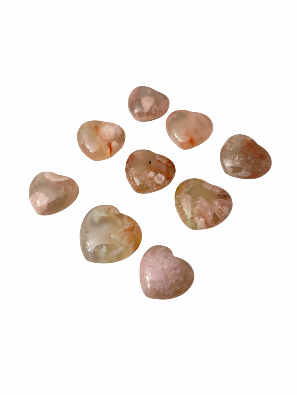 Flower Agate Gemstone hearts carving / shapes