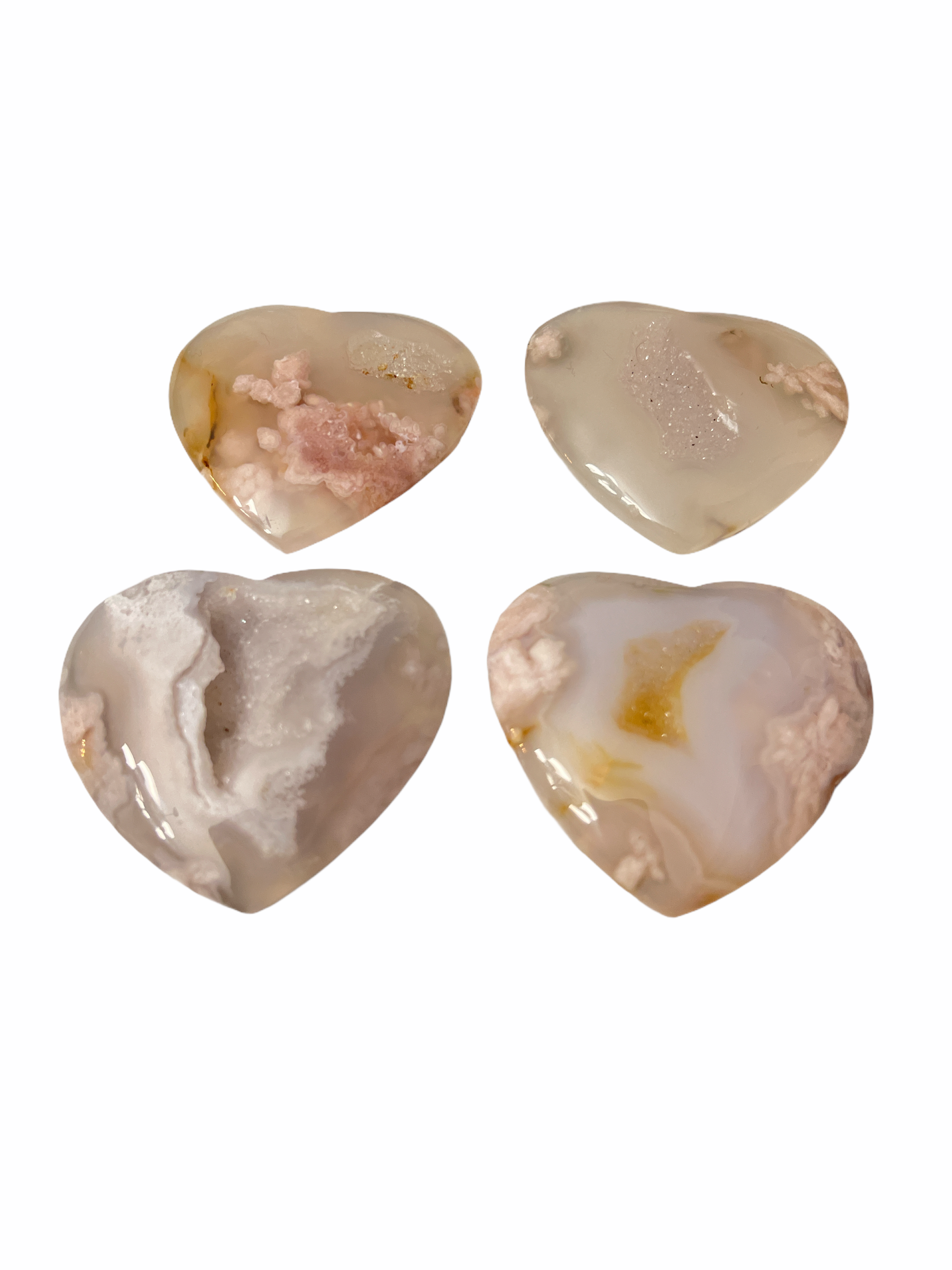 Flower Agate Gemstone hearts carving / shapes