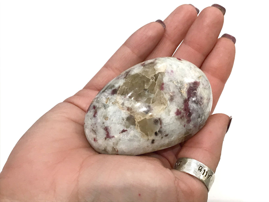 Rubelite Gemstone Palm Stone