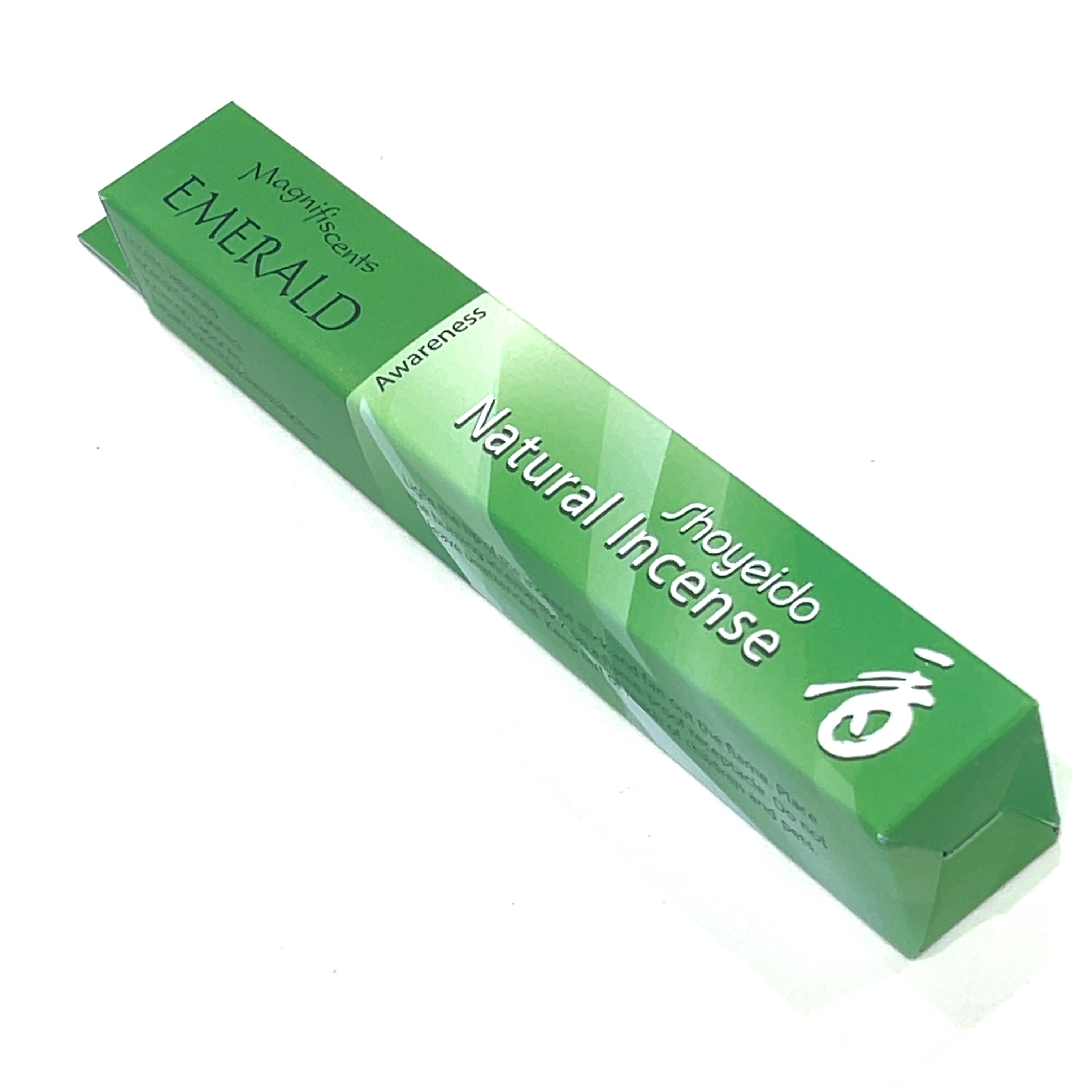 Shoyeido Natural Jewel Incense Emerald on a white background overview.