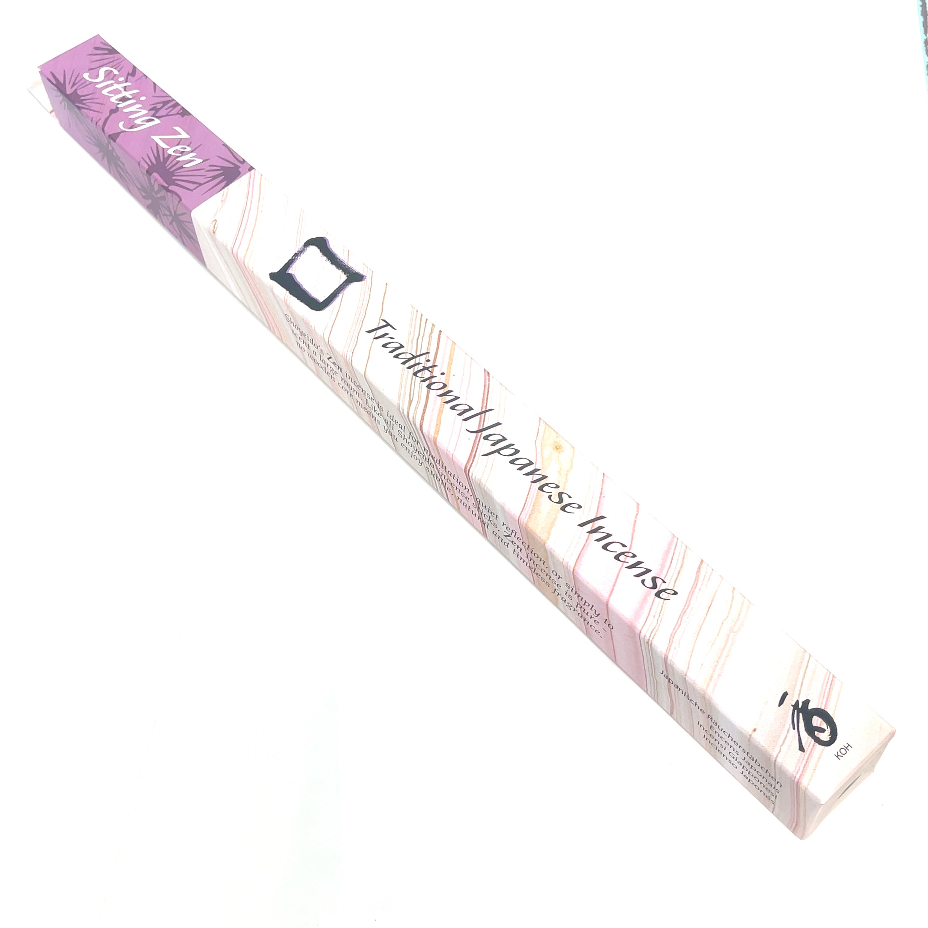 Shoyeido Natural Sitting Zen Incense on a white background and front overview. 