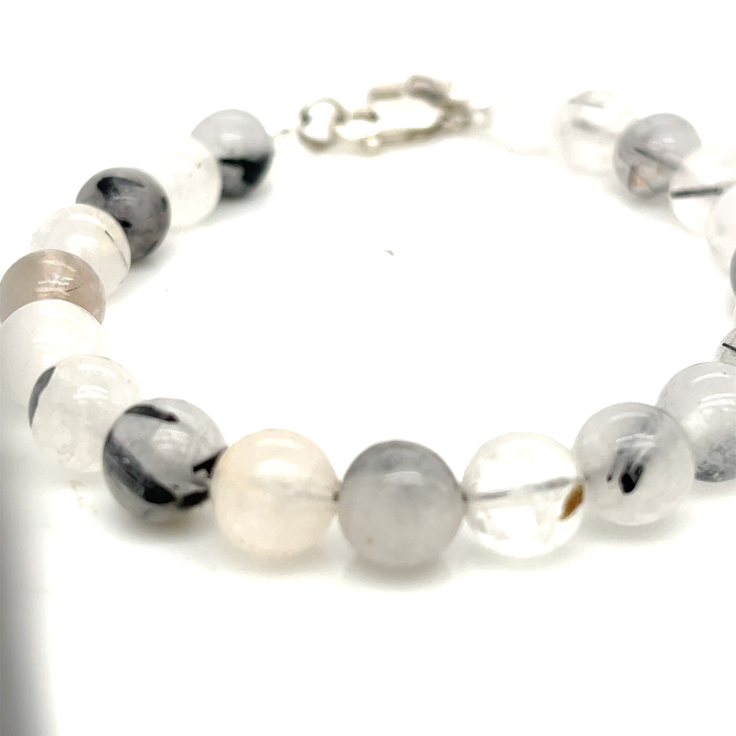 Tourmalinated Quartz beaded gemstone bracelet