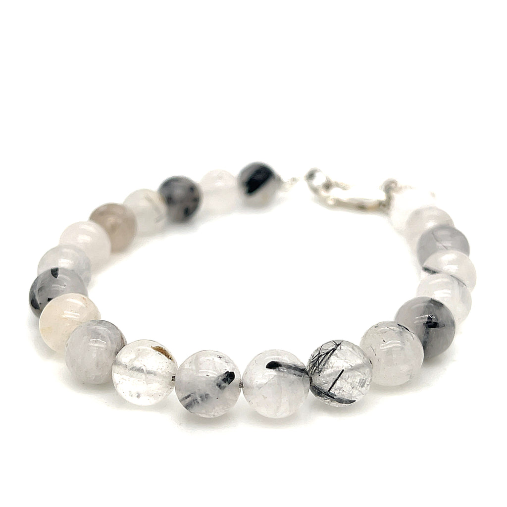 Tourmalinated Quartz beaded gemstone bracelet