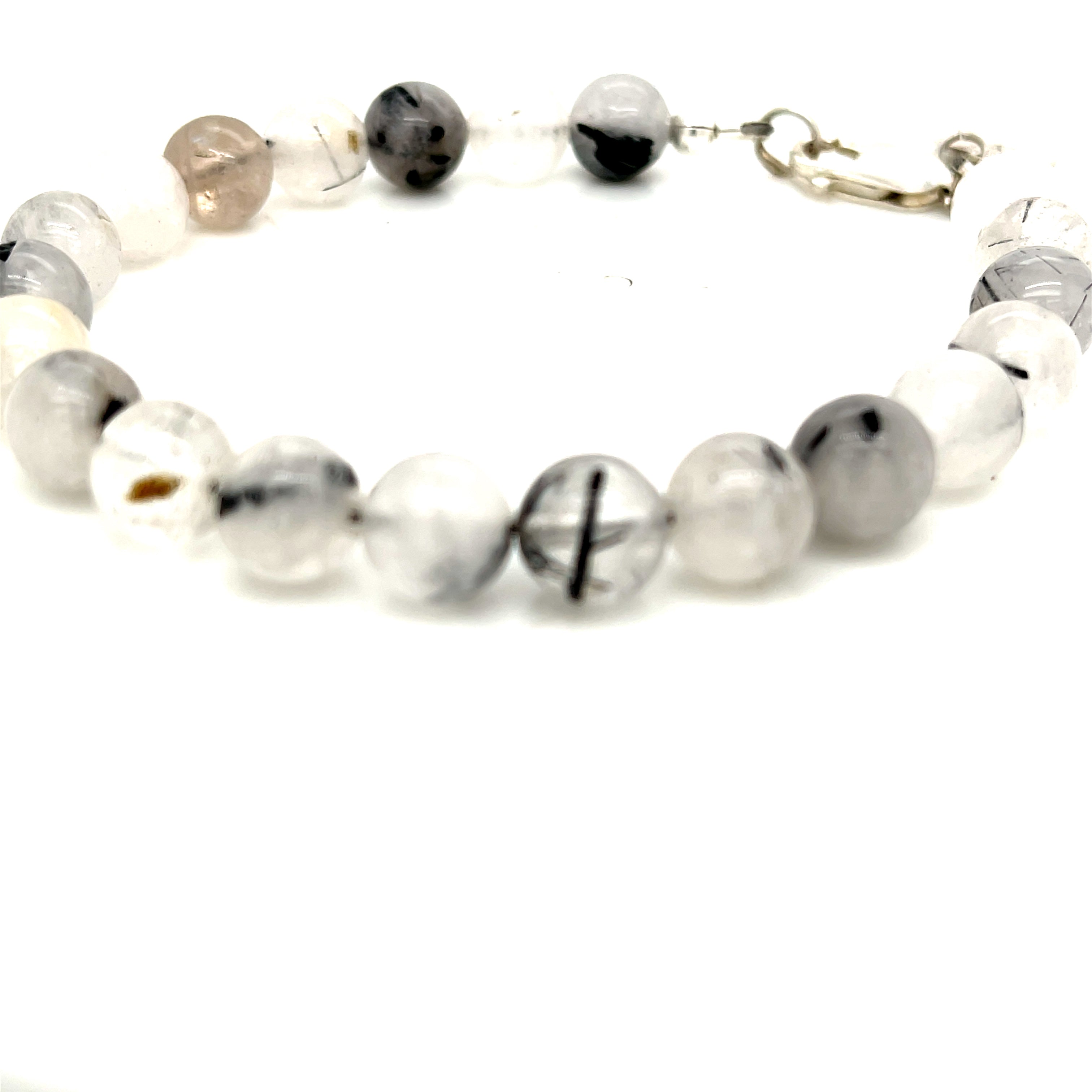 Tourmalinated Quartz beaded gemstone bracelet