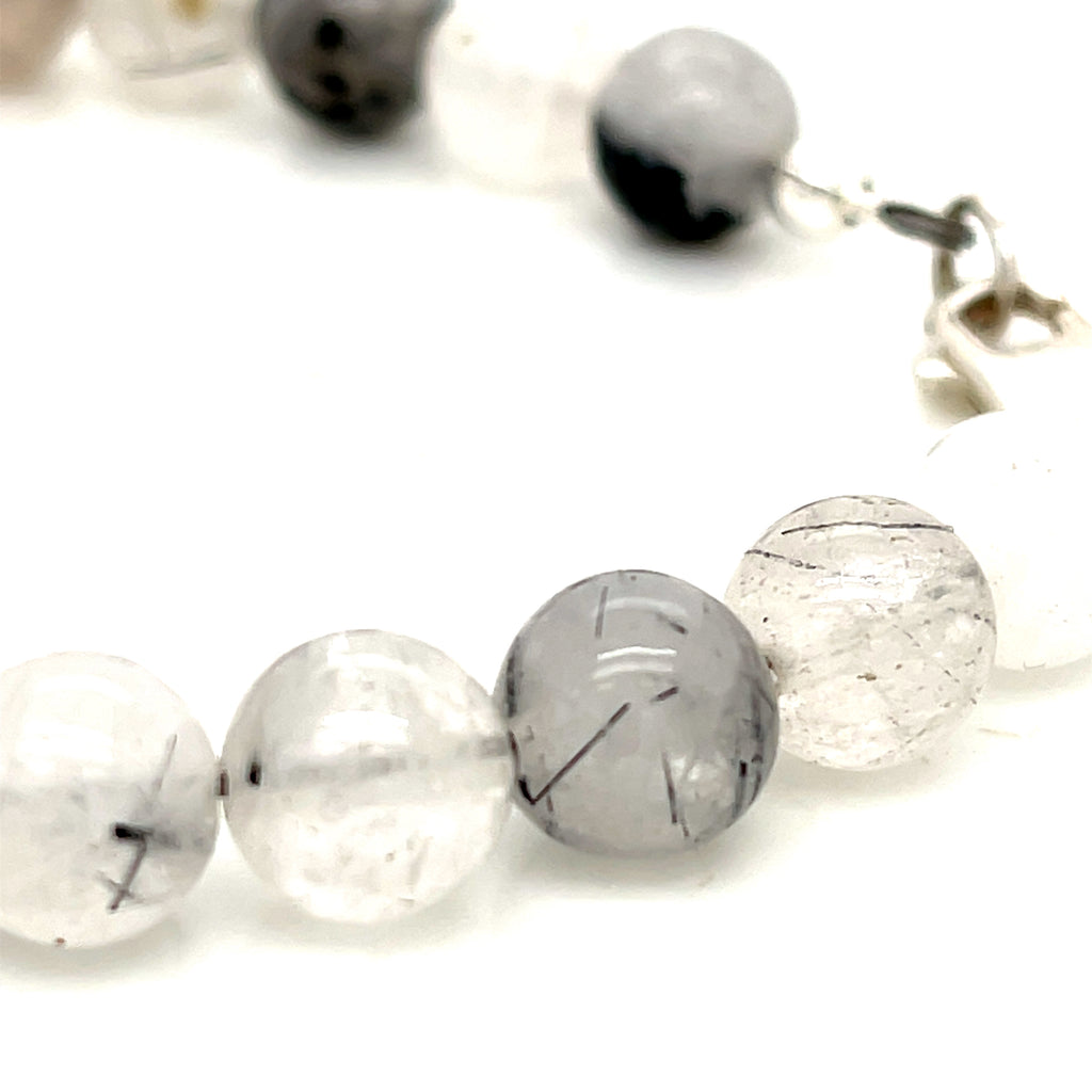 Tourmalinated Quartz beaded gemstone bracelet