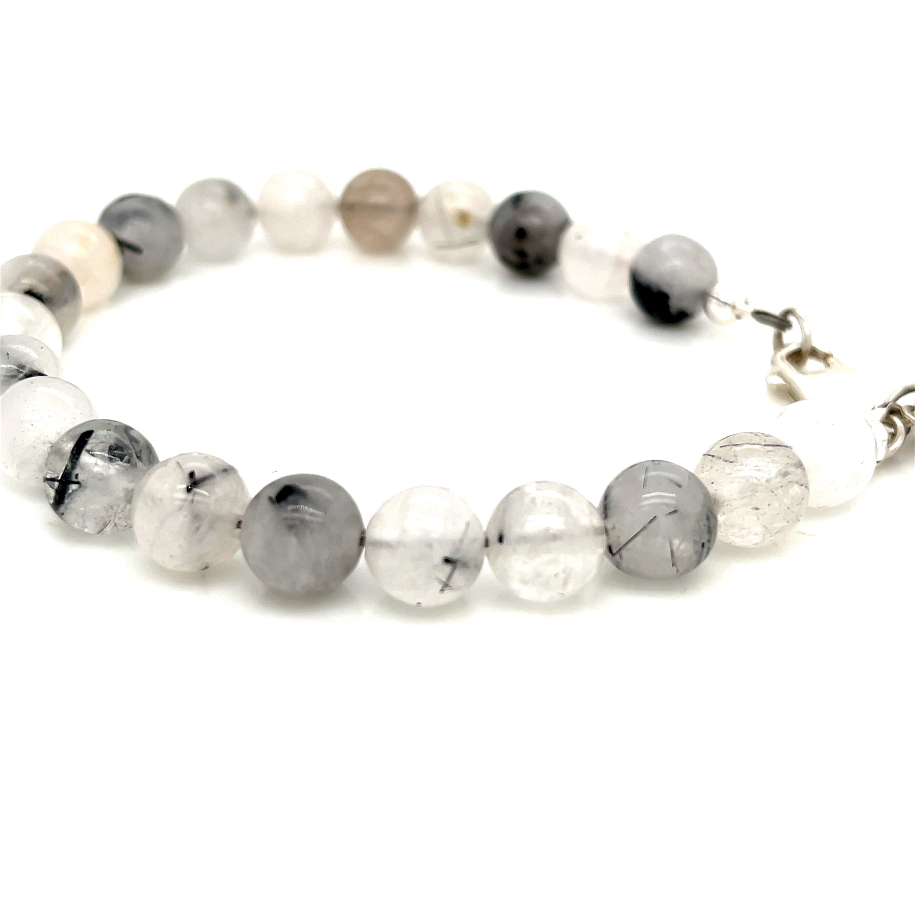 Tourmalinated Quartz beaded gemstone bracelet