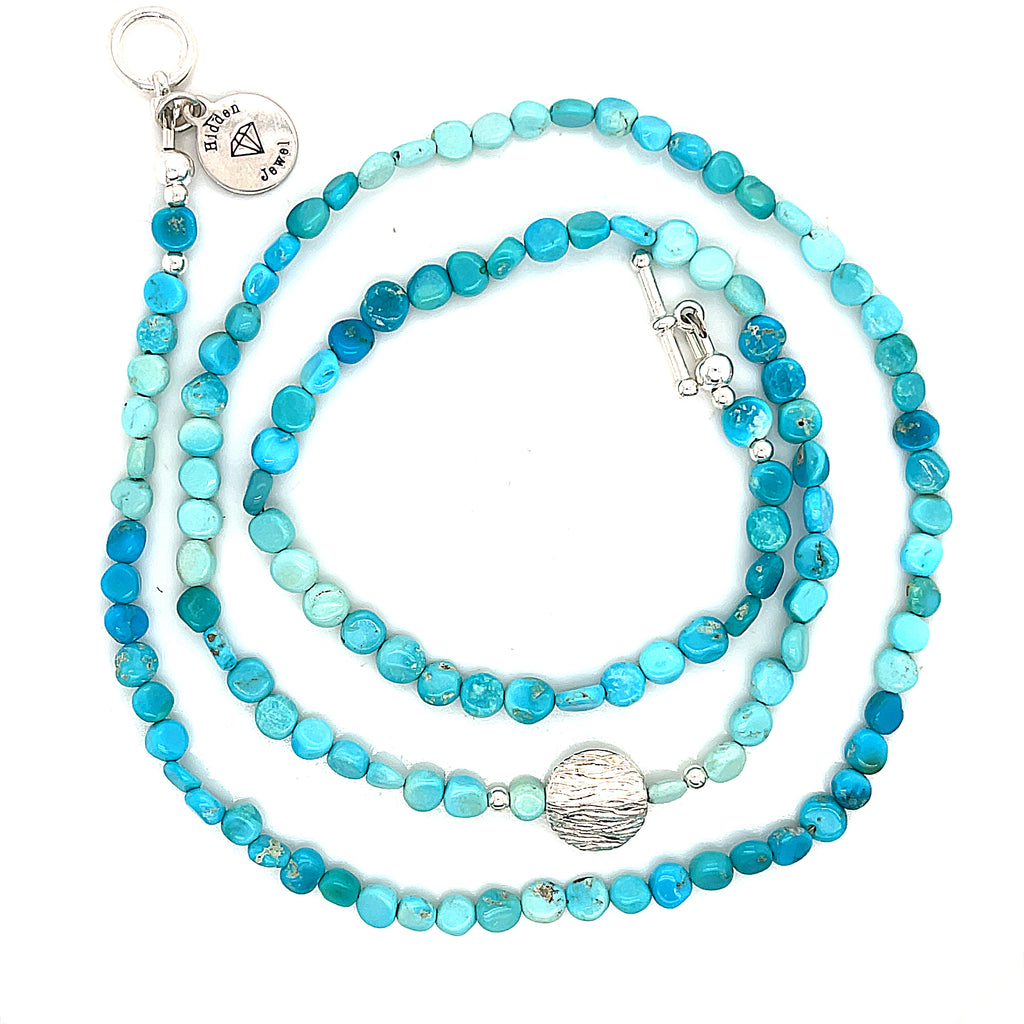 Turquoise gemstone beaded necklace, jewelry