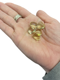 Two heart-shaped Smokey Citrine gemstones against a white background, size (11-12g), front overview.