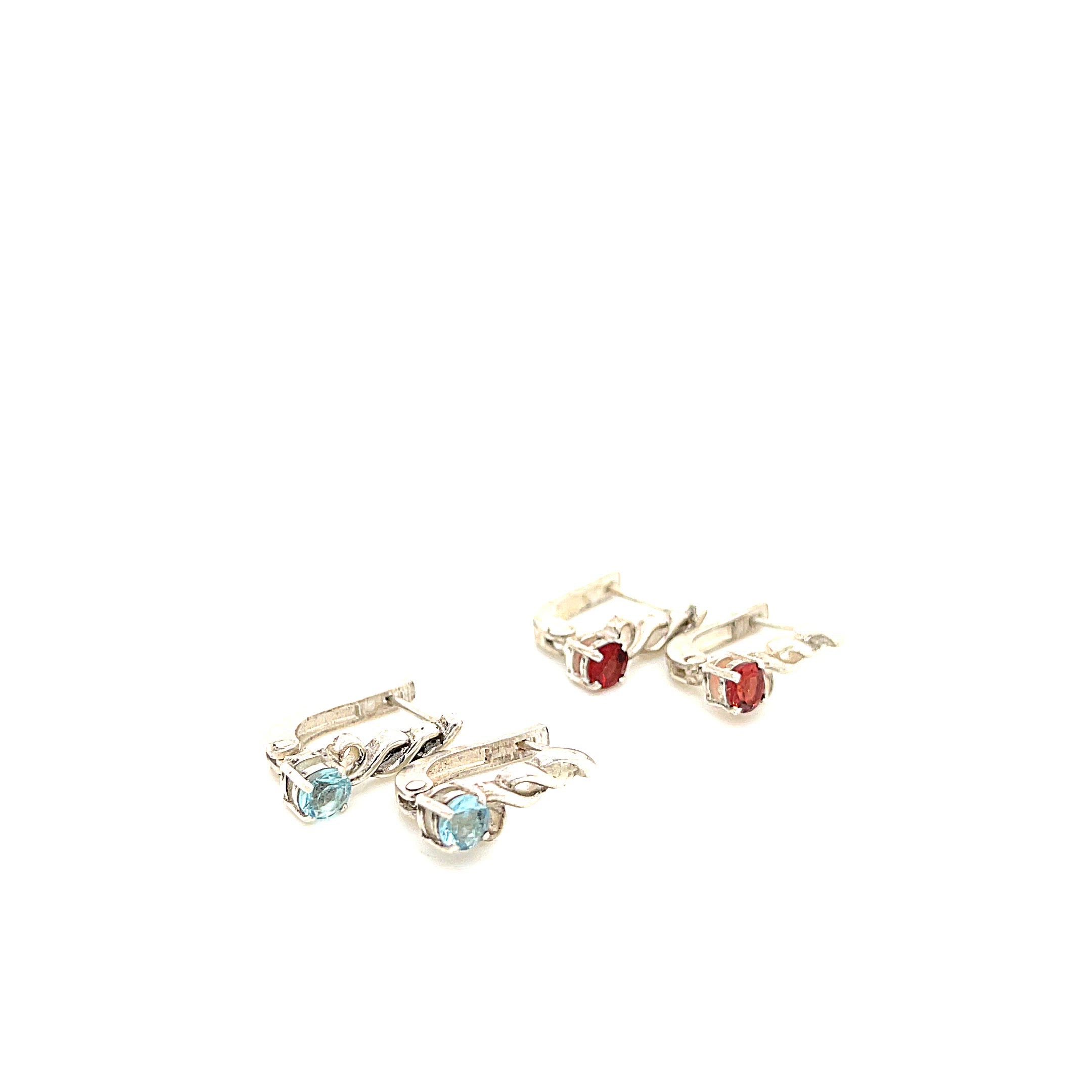 Genuine Garnet faceted gemstone snap back earrings