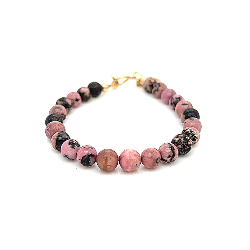 Rhodonite gemstone bracelet, jewelry