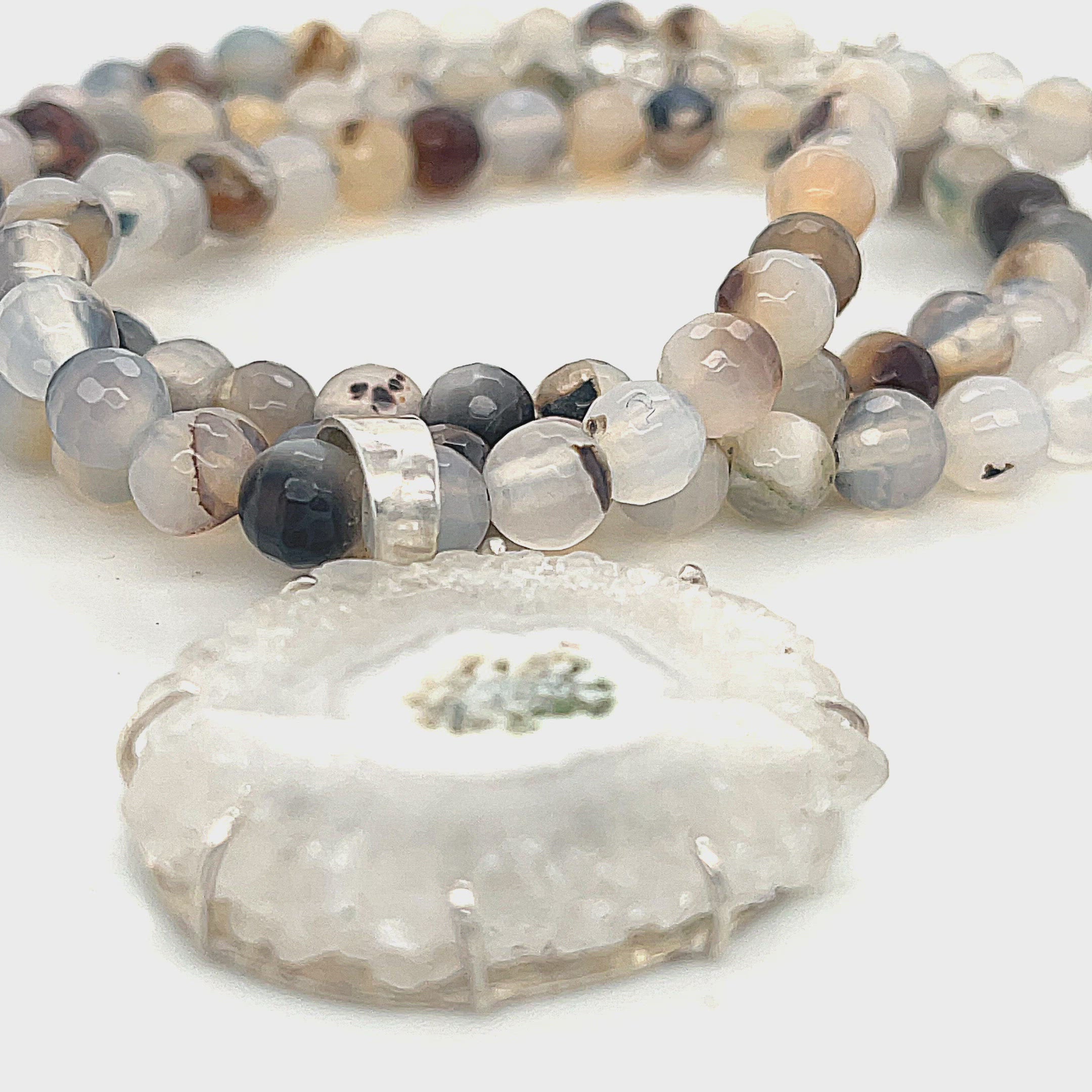 Montana Agate gemstone necklace,  22.5'', healing stone necklace