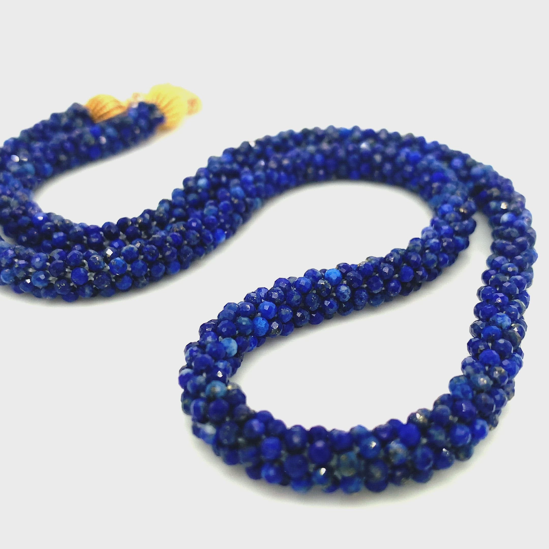 Crocheted Genuine Gemstone Lapis necklace