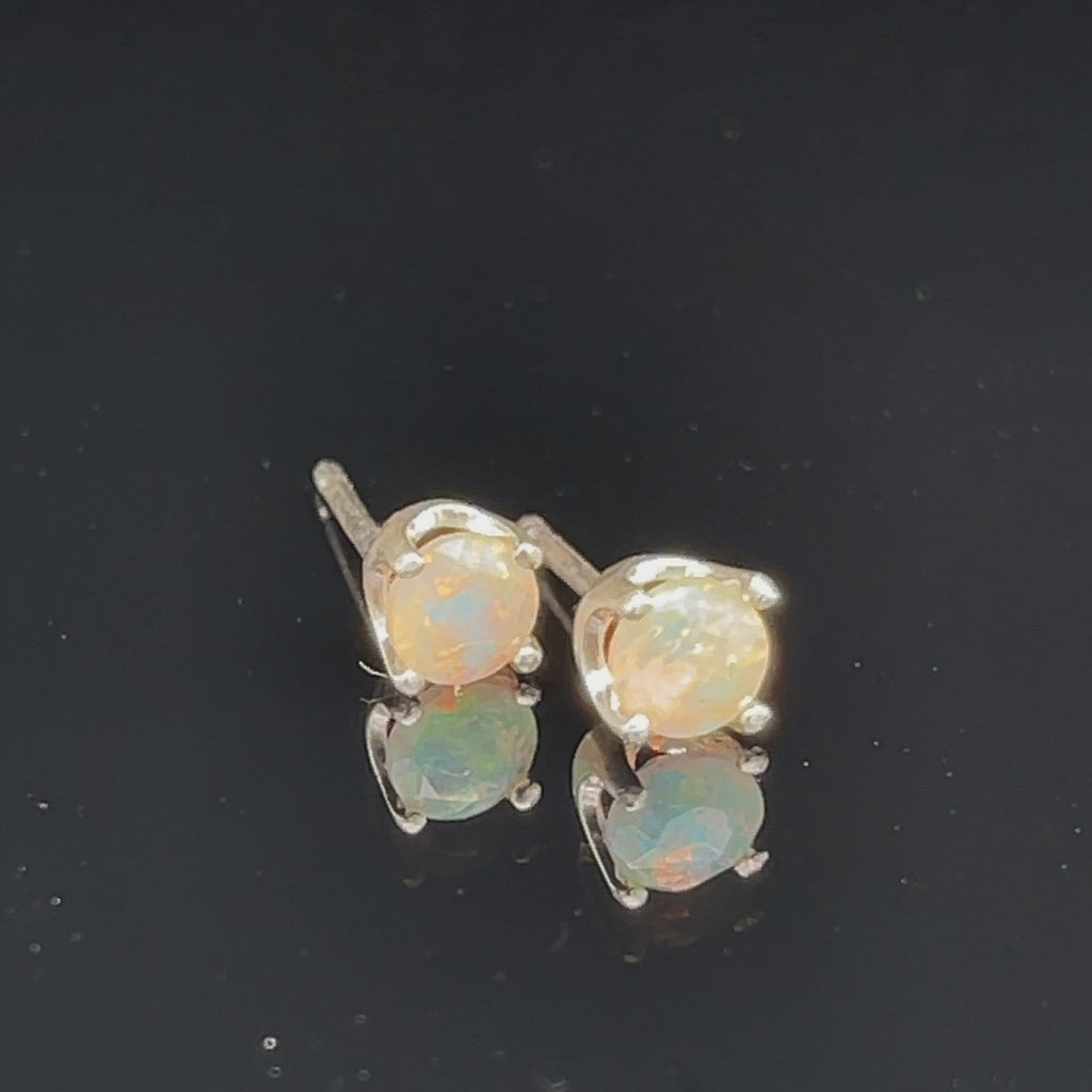 Ethiopian Opal  Sterling Silver Basket stud earrings, jewelry, Opal, studs