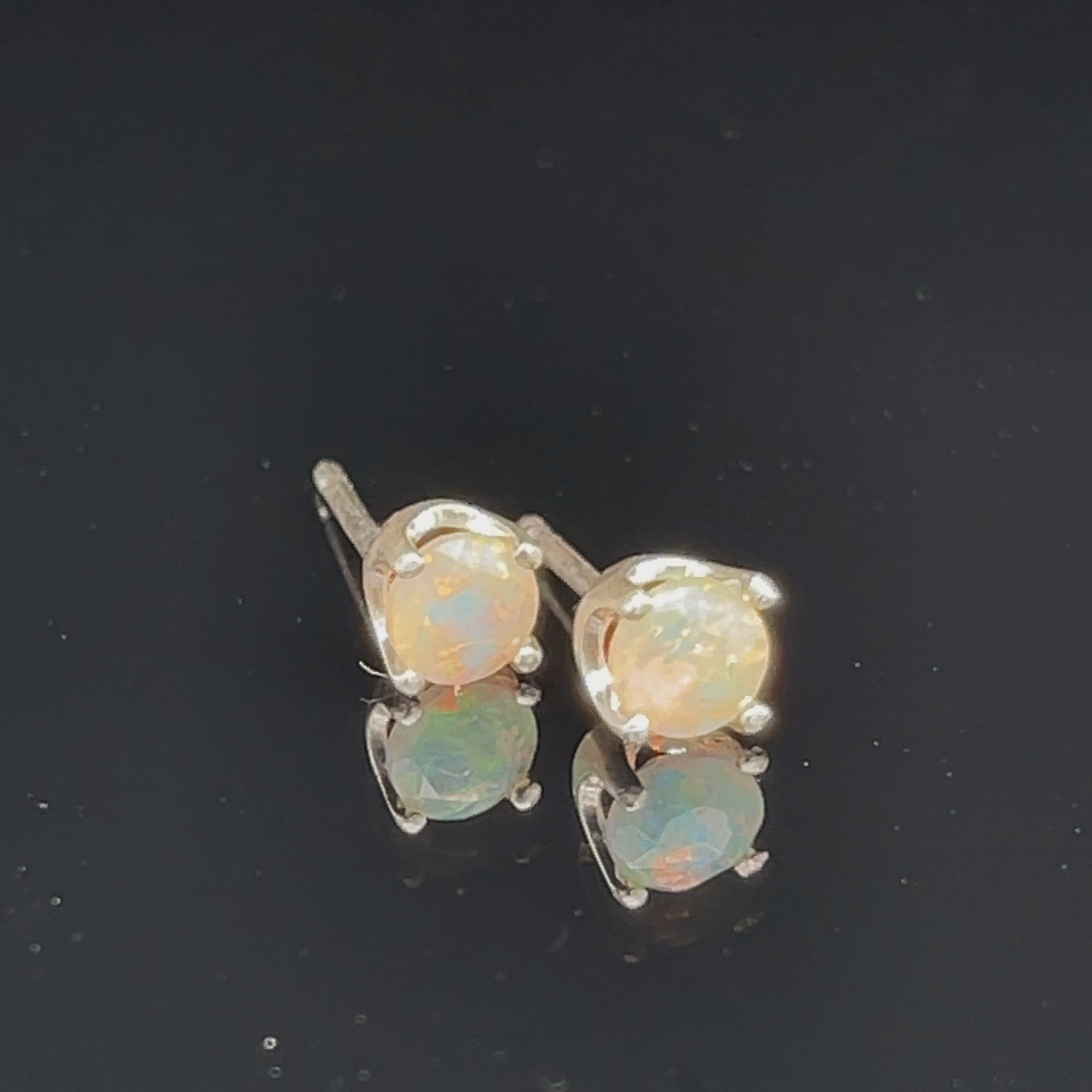Ethiopian Opal  Sterling Silver Basket stud earrings, jewelry, Opal, studs