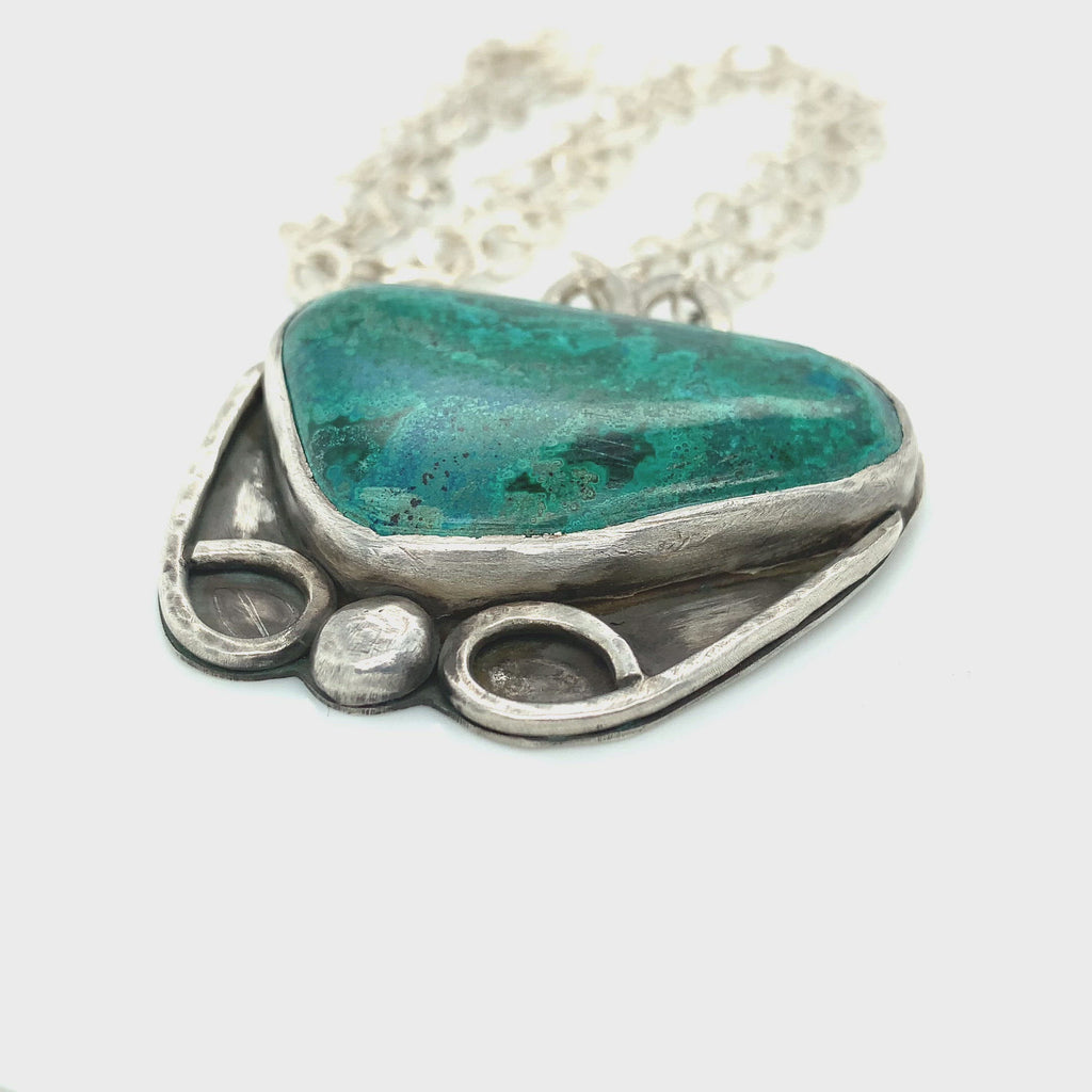 Turquiose Gemstone Necklace with hand forged Sterling silver setting
