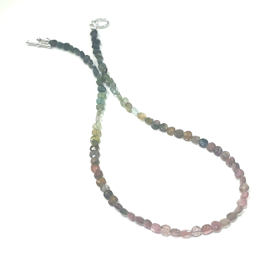 gemstone necklace with sterling silver accents by Hidden Jewel on a white background center long slight angled overview