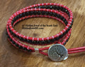 Red and Black Faceted Onyx Leather Wrap Bracelet, Similar to ChanLuu