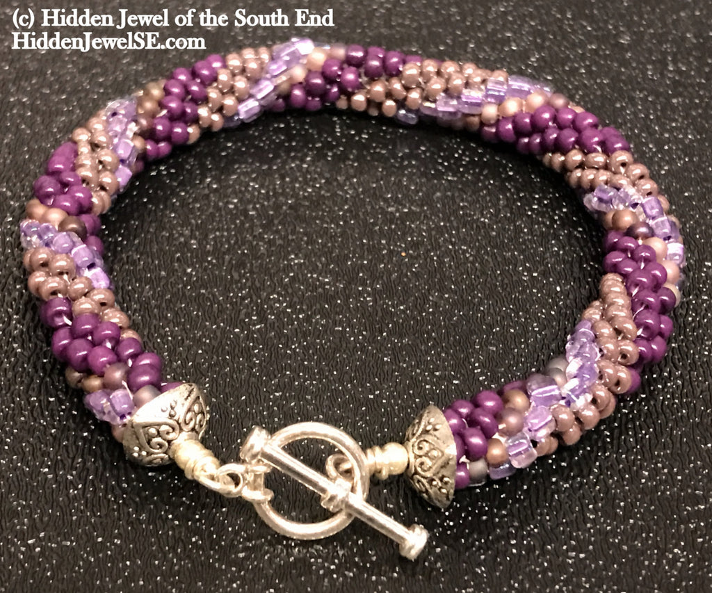 Purple Seed Bead crocheted bracelet, Jewelry