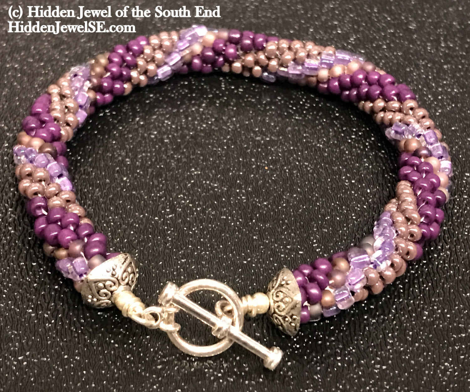 Purple Seed Bead crocheted bracelet, Jewelry