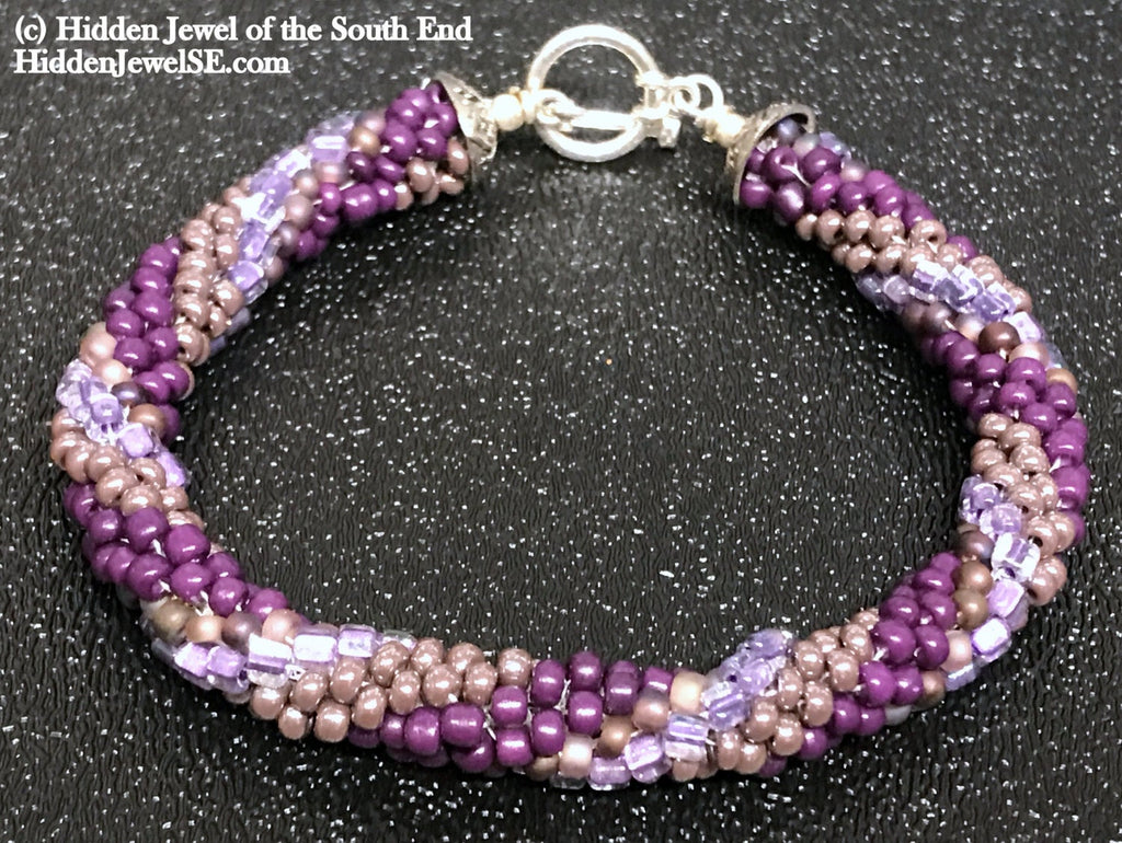 Purple Seed Bead crocheted bracelet, Jewelry