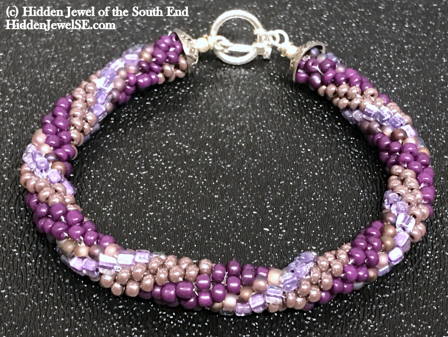 Purple Seed Bead crocheted bracelet, Jewelry