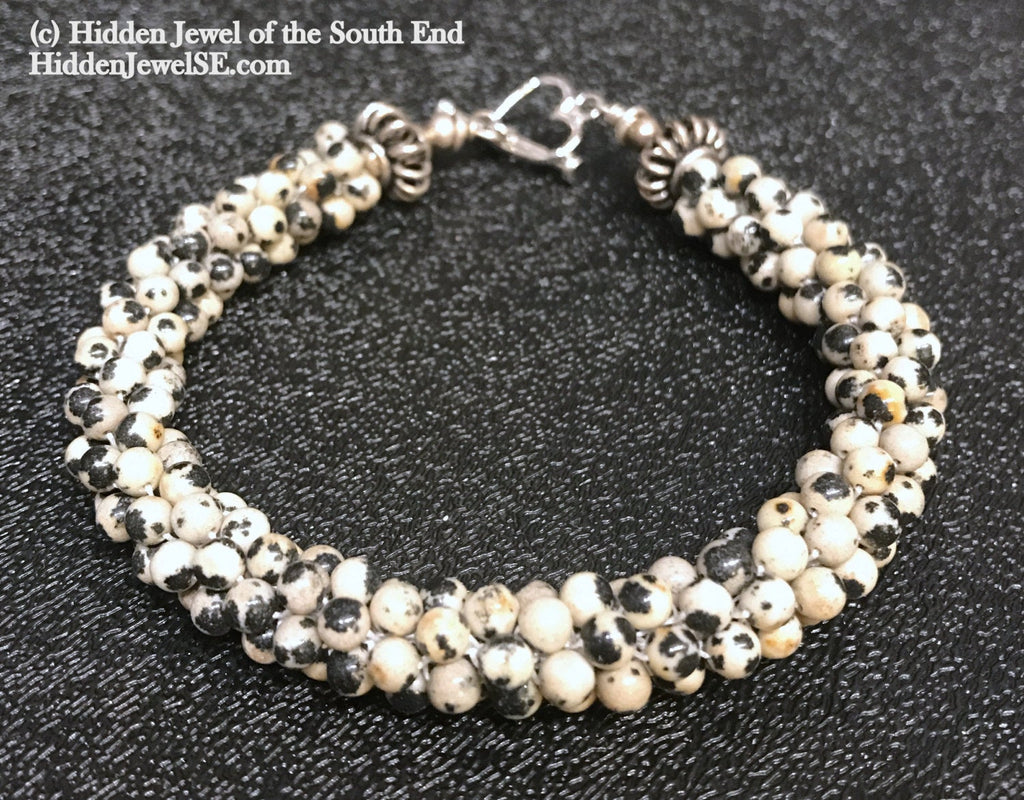 Dalmatian Jasper Crocheted Bracelet, jewelry