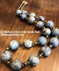Antique blue ceramic beaded necklace, jewelry
