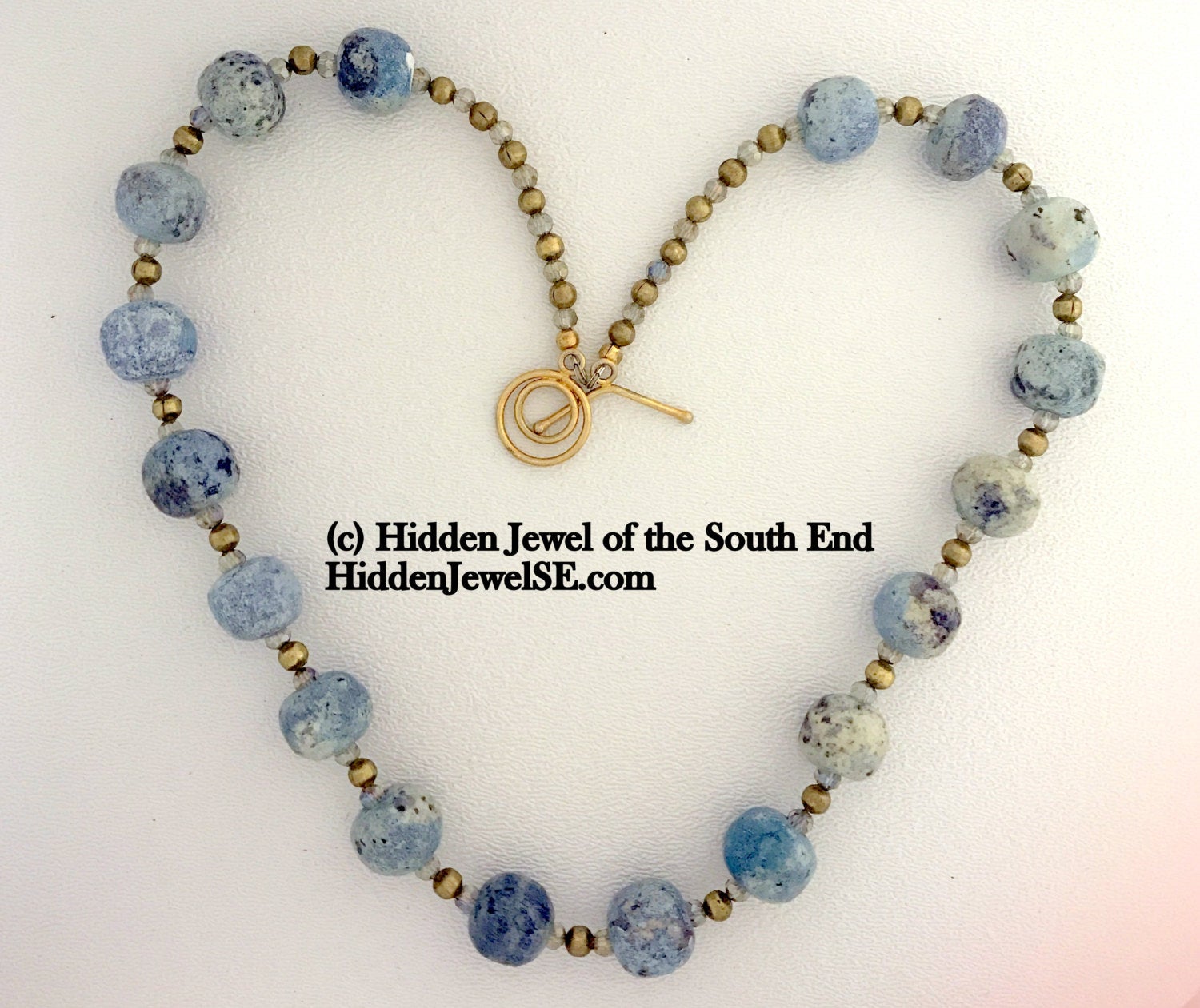 Antique blue ceramic beaded necklace, jewelry