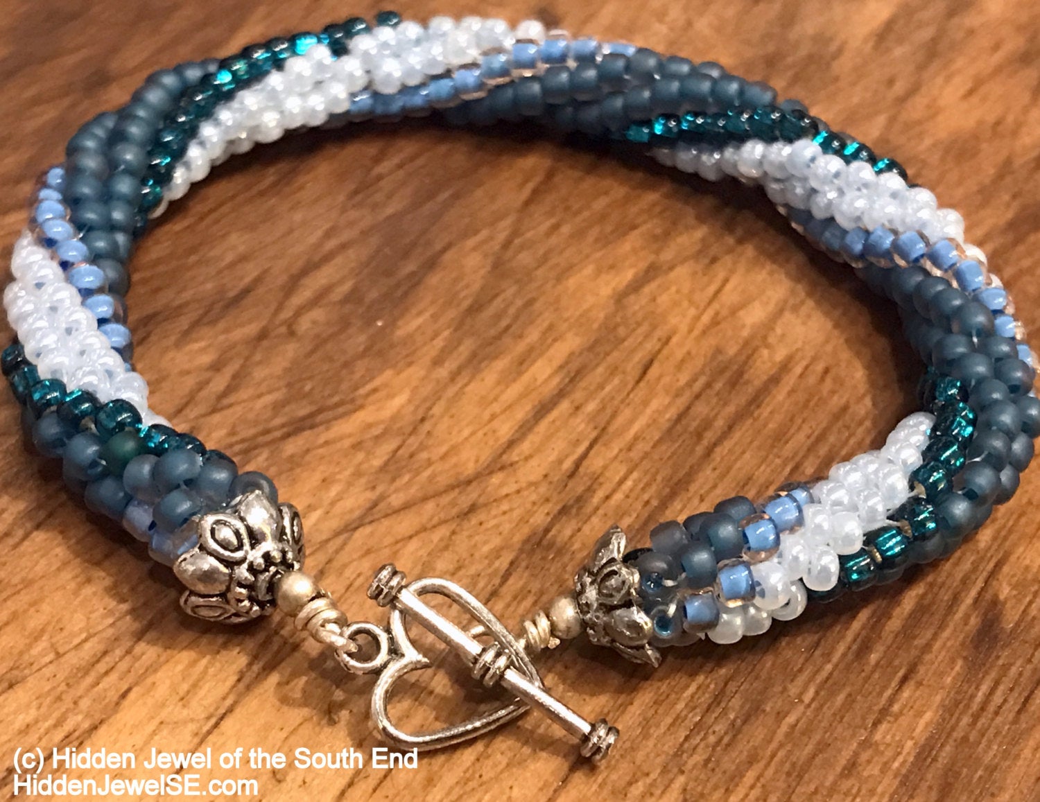 Blue Seed Bead crocheted bracelet, Jewelry