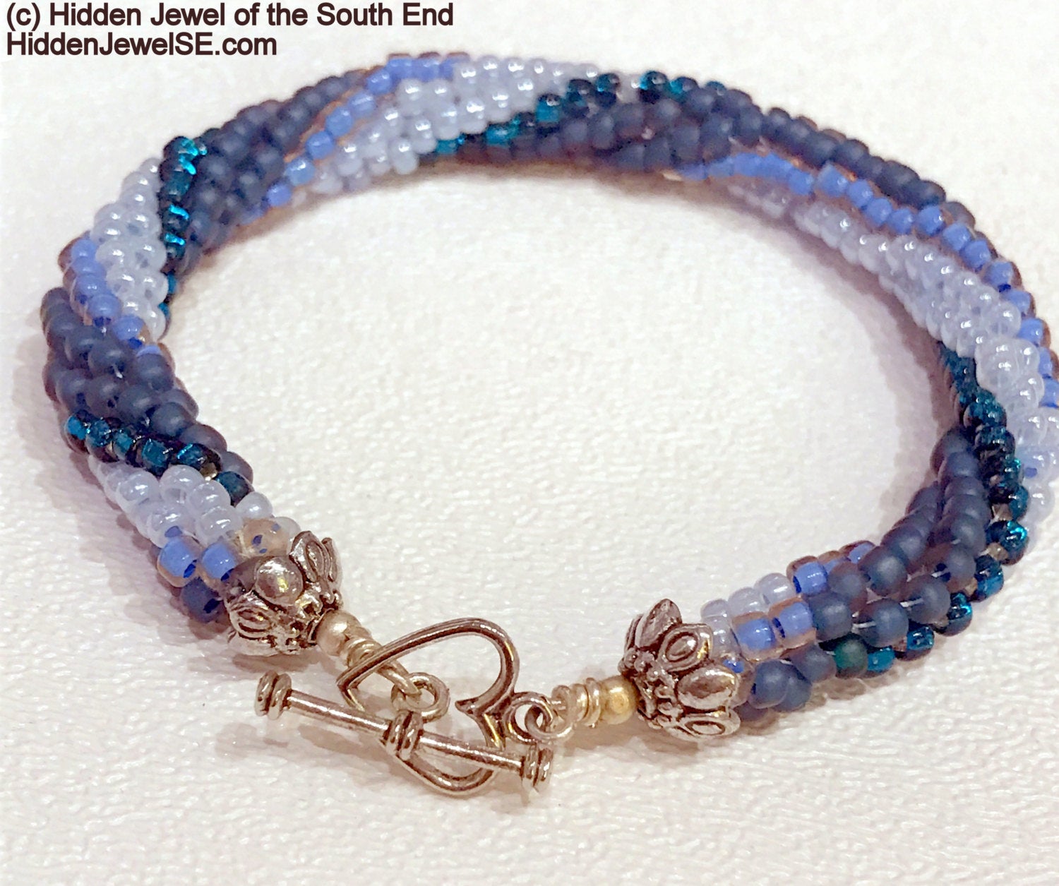 Blue Seed Bead crocheted bracelet, Jewelry