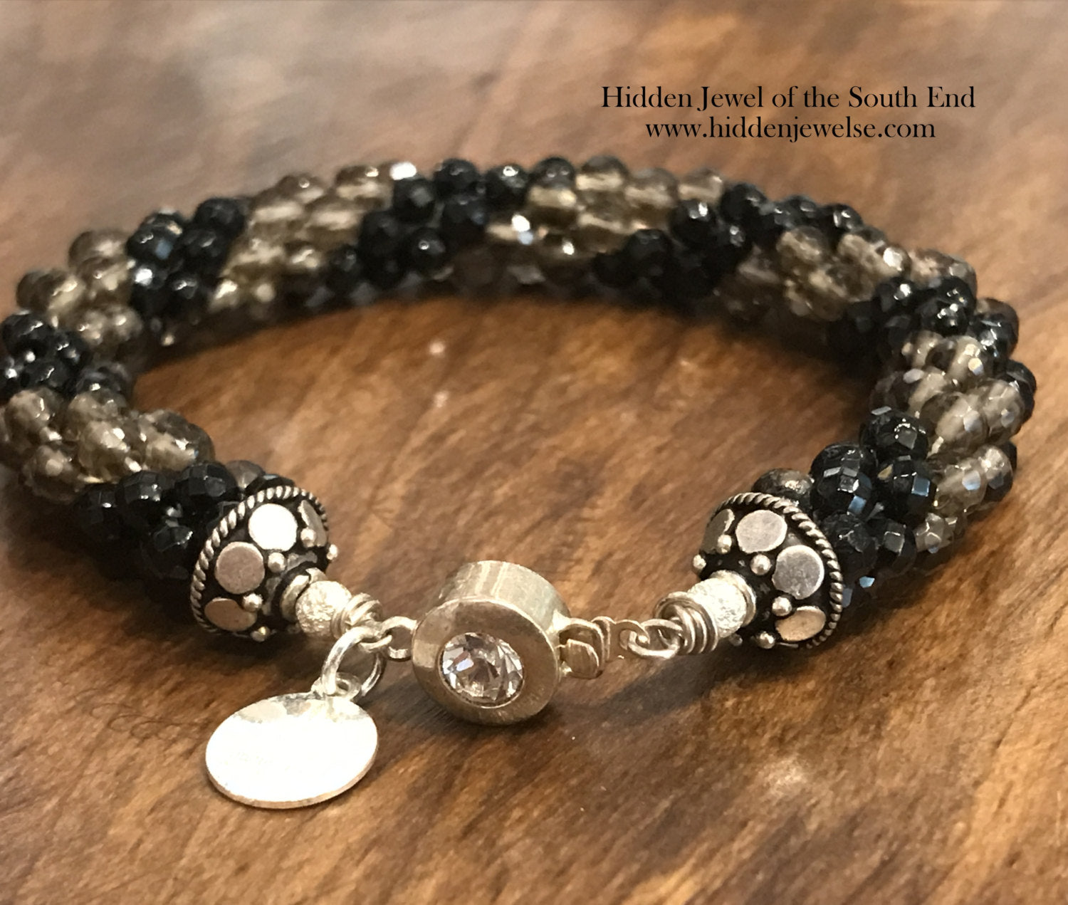 Crystal Spiral Crocheted Bracelet, jewelry
