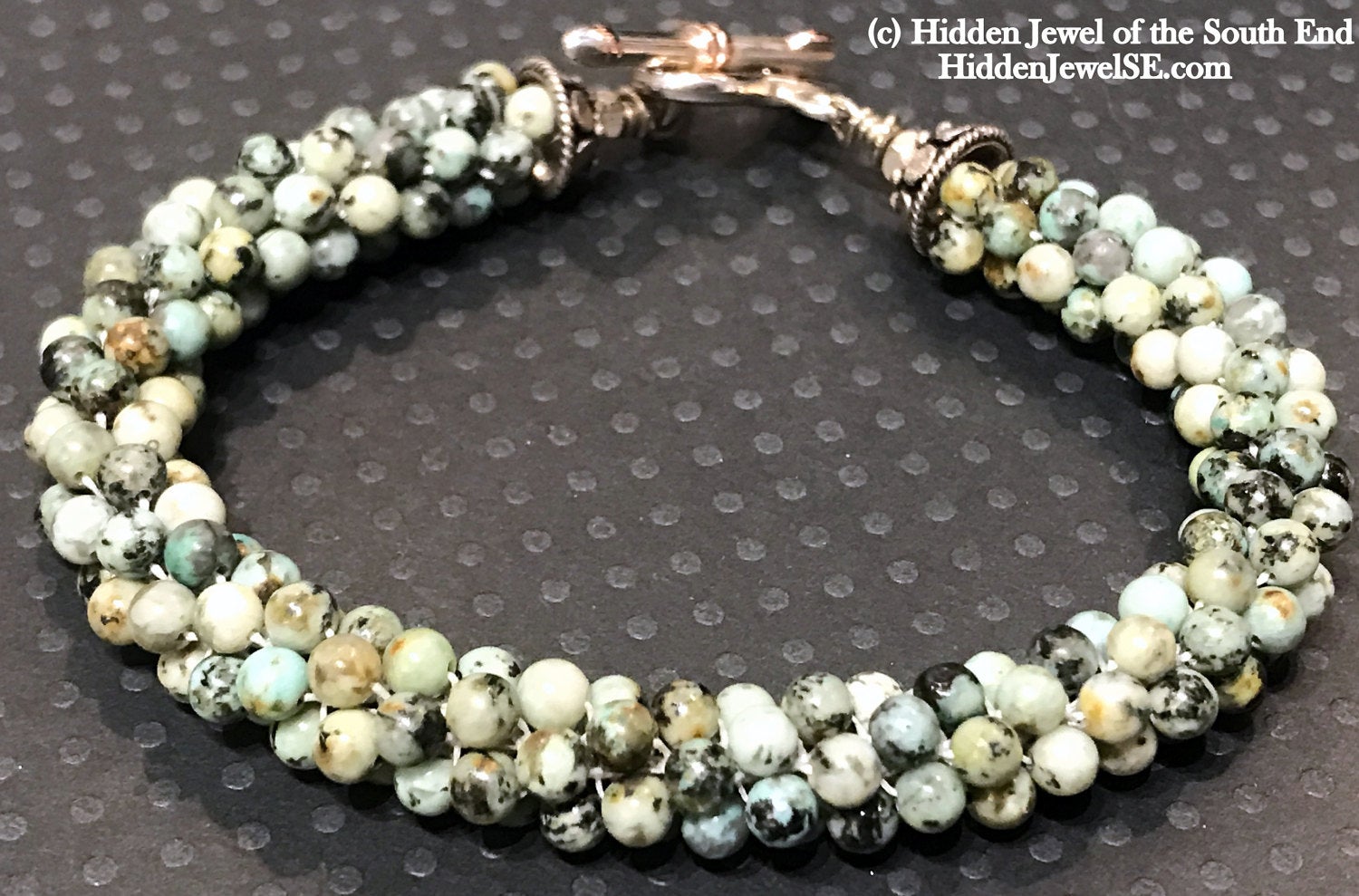 Green Jasper Gemstone Crocheted Bracelet, Jewelry