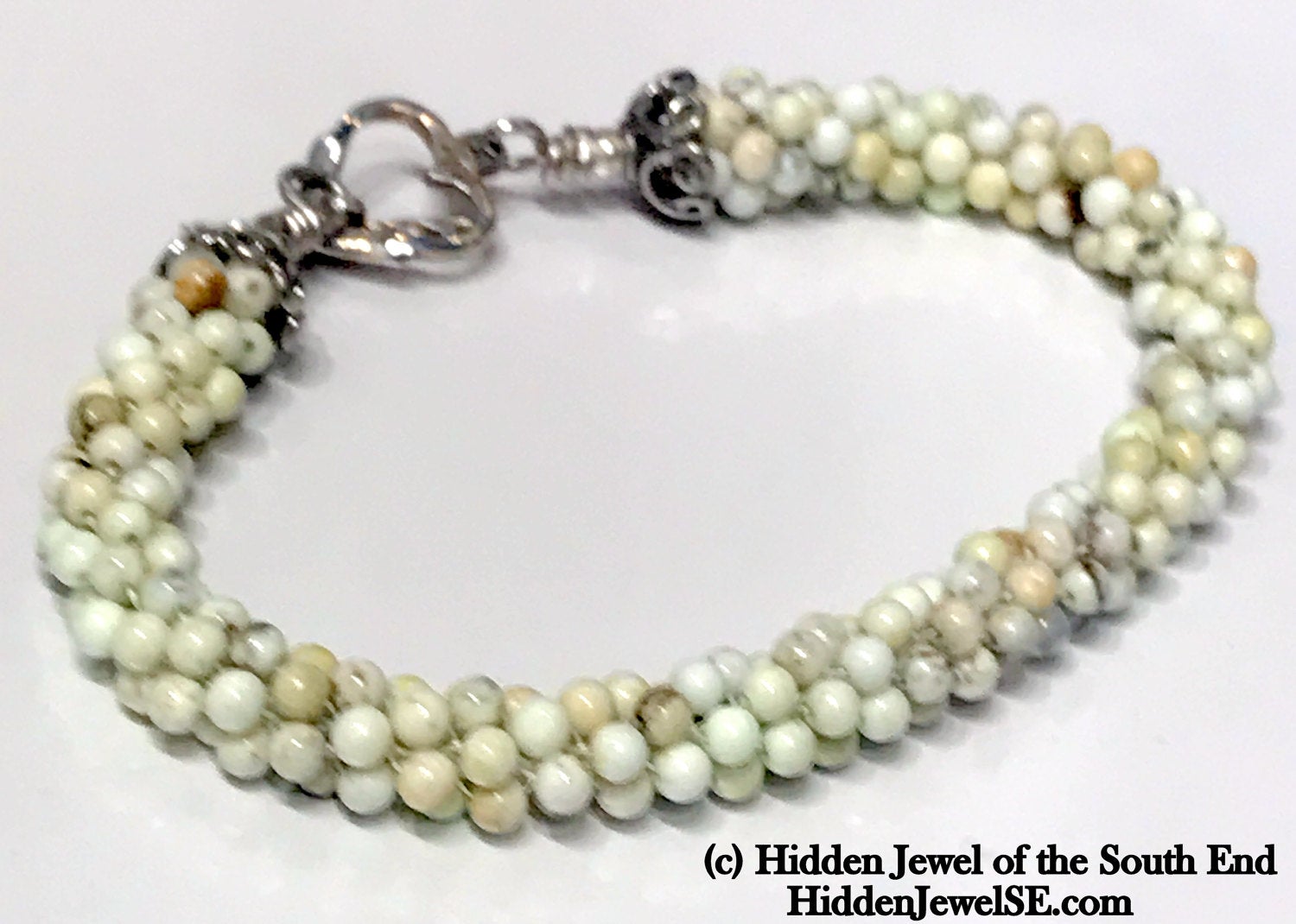 Lemon Howlite gemstone crocheted bracelet, jewelry